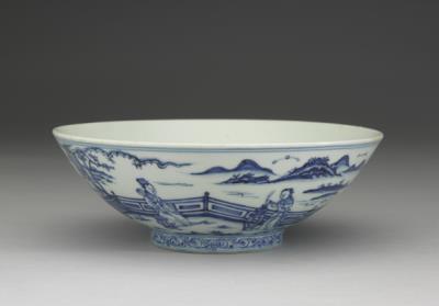 图片[2]-Bowl with underglaze-blue illustration of court ladies in a setting described in the T’ang poem “Autumn Evening”, Ming dynasty Hsuan-te reign (1426-1435)-China Archive